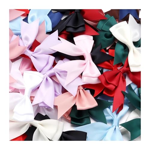 10 Stück 6 x 7 cm doppellagige Satinschleifen aus Polyesterband for Geschenkverpackungen, Hochzeitsdekorationen, DIY-Bastelarbeiten, Haarschmuck(Mix Colors) von Generisch