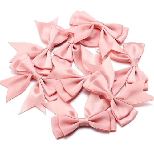 10 Stück 6 x 7 cm doppellagige Satinschleifen aus Polyesterband for Geschenkverpackungen, Hochzeitsdekorationen, DIY-Bastelarbeiten, Haarschmuck(Pink) von Generisch