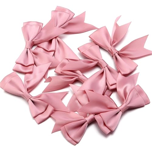 10 Stück 6 x 7 cm doppellagige Satinschleifen aus Polyesterband for Geschenkverpackungen, Hochzeitsdekorationen, DIY-Bastelarbeiten, Haarschmuck(Purple Pink) von Generisch