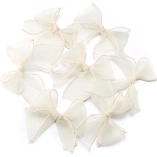 10 Stück 8 x 8 cm Organza-Tüllschleifen, 4 cm breite Fischschwanz-Bandschleife for DIY-Bastelarbeiten, Hochzeitssträuße, Partydekorationen(Beige) von Generisch