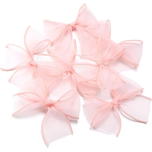10 Stück 8 x 8 cm Organza-Tüllschleifen, 4 cm breite Fischschwanz-Bandschleife for DIY-Bastelarbeiten, Hochzeitssträuße, Partydekorationen(Pink) von Generisch