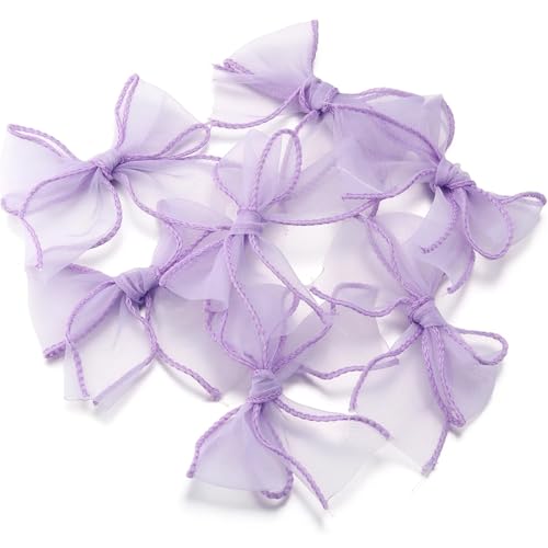 10 Stück 8 x 8 cm Organza-Tüllschleifen, 4 cm breite Fischschwanz-Bandschleife for DIY-Bastelarbeiten, Hochzeitssträuße, Partydekorationen(Purple) von Generisch