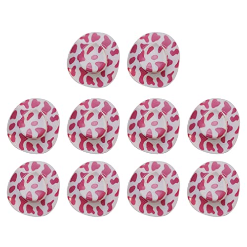 10 Stück -Cowboyhut aus Kunststoff, Westernhut, niedliche Puppe, Hut, Partyhüte für Puppenhaus-Dekoration Crash Glas Flaschen (Pink, One Size) von Generisch
