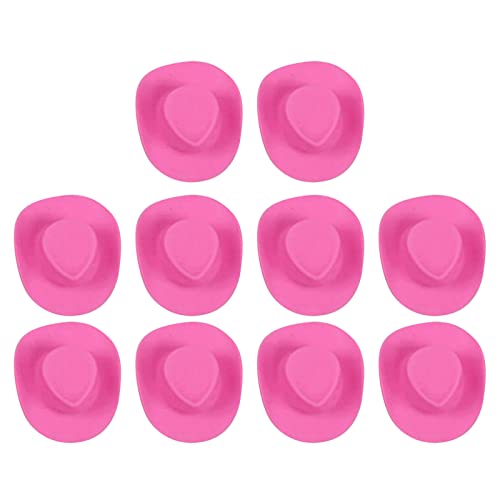 10 Stück -Cowboyhut aus Kunststoff, Westernhut, niedliche Puppe, Hut, Partyhüte für Puppenhaus-Dekoration Eistee Flaschen (Pink, One Size) von Generisch