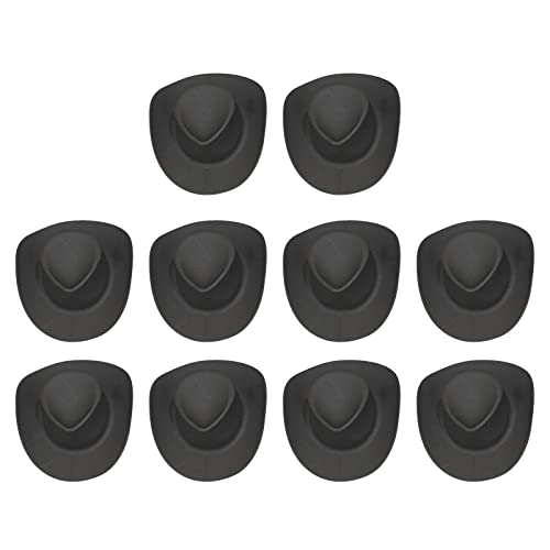 10 Stück -Cowboyhut aus Kunststoff, Westernhut, niedliche Puppe, Hut, Partyhüte für Puppenhaus-Dekoration Milchflaschenwärmer Unterwegs (Black, One Size) von Generisch