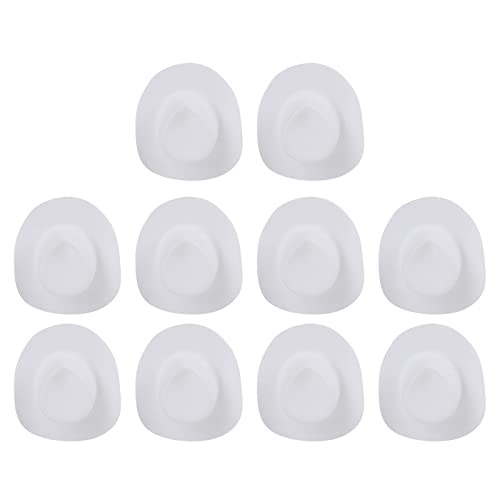10 Stück -Cowboyhut aus Kunststoff, Westernhut, niedliche Puppe, Hut, Partyhüte für Puppenhaus-Dekoration Milchflaschenwärmer Unterwegs (White, One Size) von Generisch