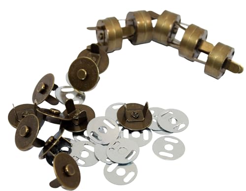 10 Stück Magnetknöpfe, 18mm Magnetverschluss Metall für Taschen, Altmessing 10 Stück Magnetknöpfe, 18mm Magnetverschluss Metall für Taschen, Altmessing von Generisch