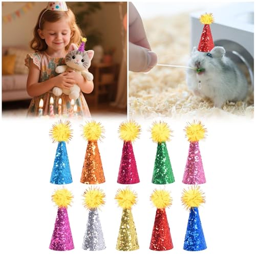 10 Stück Partyhüte für Kuscheltiere, Verstellbare Blitzkappe, Mini Partyhüte für Kuscheltiere, Happy Birthday-Hut, Kindergeburtstagszubehör, Dekorationen, Pompom-Party-Hüte für Kinder und Erwachsene 10 Stück Partyhüte für Kuscheltiere, Verstellbare Blitzkappe, Mini Partyhüte für Kuscheltiere, Happy Birthday-Hut, Kindergeburtstagszubehör, Dekorationen, Pompom-Party-Hüte für Kinder und Erwachsene von Generisch
