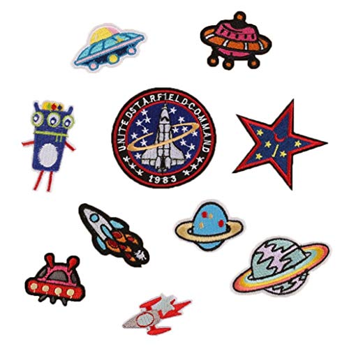 10 Stück Planet Star bestickter Aufnäher zum Aufbügeln auf Kleidung, Aufkleber Abzeichen, schön und attraktiv von Generisch