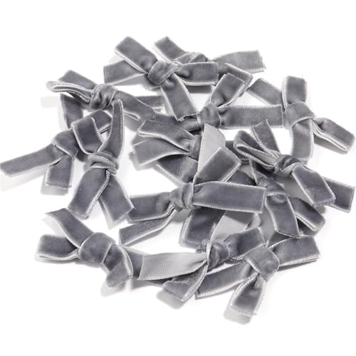 10 Stück Samtbandschleifen, 6 x 3,5 cm, handgefertigte Stoffschleifen for Heimwerker, Basteln, Nähzubehör, Party- und Hochzeitsdekorationen(Gray) von Generisch