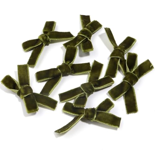 10 Stück Samtbandschleifen, 6 x 3,5 cm, handgefertigte Stoffschleifen for Heimwerker, Basteln, Nähzubehör, Party- und Hochzeitsdekorationen(Green) von Generisch