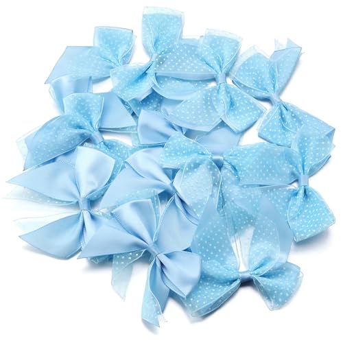 10 Stück Wellenpunkt-Doppellagen-Schleifen aus Organza und Polyester-Satinband, 7 x 6,5 cm, for DIY-Näharbeiten, Basteln, Handarbeiten, Geschenkzubehör(Black) von Generisch