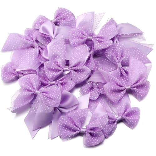10 Stück Wellenpunkt-Doppellagen-Schleifen aus Organza und Polyester-Satinband, 7 x 6,5 cm, for DIY-Näharbeiten, Basteln, Handarbeiten, Geschenkzubehör(Light Pink) von Generisch