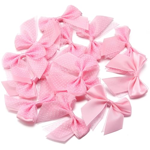 10 Stück Wellenpunkt-Doppellagen-Schleifen aus Organza und Polyester-Satinband, 7 x 6,5 cm, for DIY-Näharbeiten, Basteln, Handarbeiten, Geschenkzubehör(Mix Colors) von Generisch