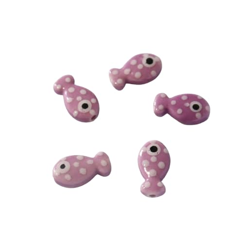 10 Stück niedliche keramische kleine Fisch perlen, bemalte Fisch-Spacer-Perlen-Anhänger, für DIY-Armband-Schmuck herstellungs zubehör 10 Stück niedliche keramische kleine Fisch perlen, bemalte Fisch-Spacer-Perlen-Anhänger, für DIY-Armband-Schmuck herstellungs zubehör von Generisch