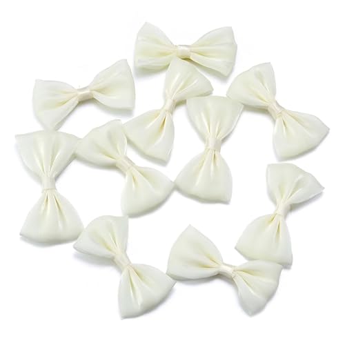 10 Stück perlenfarbene Schleifen aus Polyesterband, 3,5 x 5,5 cm, schlichte Schleifenknoten for Heimwerker, Basteln, Geschenkverpackungen, Haarschmuck(Beige) von Generisch