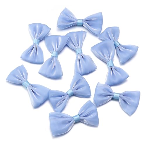 10 Stück perlenfarbene Schleifen aus Polyesterband, 3,5 x 5,5 cm, schlichte Schleifenknoten for Heimwerker, Basteln, Geschenkverpackungen, Haarschmuck(Blue) von Generisch