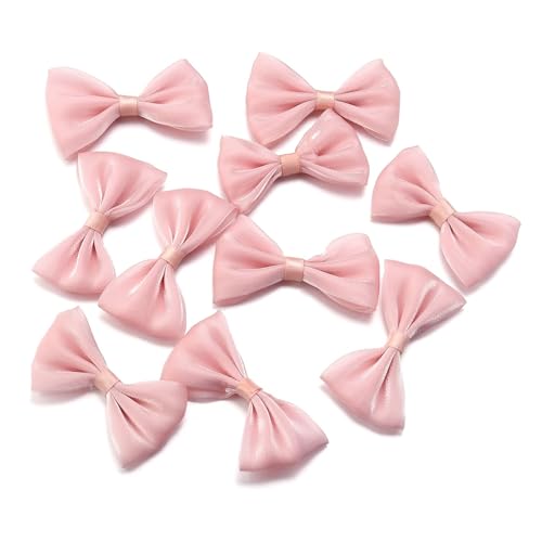 10 Stück perlenfarbene Schleifen aus Polyesterband, 3,5 x 5,5 cm, schlichte Schleifenknoten for Heimwerker, Basteln, Geschenkverpackungen, Haarschmuck(Pink) von Generisch