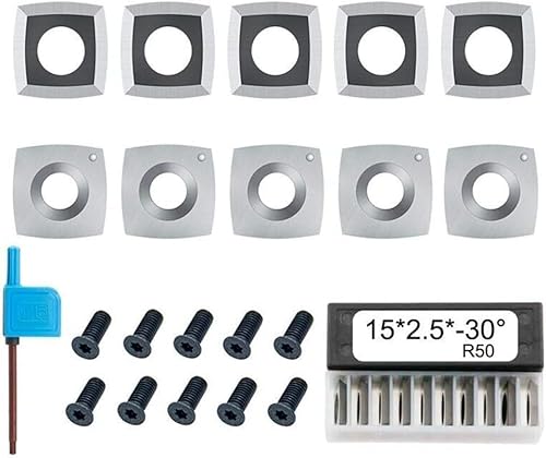 10 Stück quadratische Form Wolframkarbid Fräser Einsätze Set für Holzdrehmaschine Drehwerkzeuge 4 indexierbare R50 Schneidkanten 30° Schnittwinkel 15 x 15 x 2,5 mm mit 10 Stück Schrauben 10 Stück quadratische Form Wolframkarbid Fräser Einsätze Set für Holzdrehmaschine Drehwerkzeuge 4 indexierbare R50 Schneidkanten 30° Schnittwinkel 15 x 15 x 2,5 mm mit 10 Stück Schrauben von Generisch