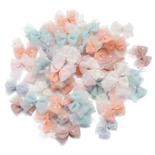 10 Teile/los 2,5 * 3 cm Mini Welle Punkt Satinband Bögen Net Garn Bowknots for DIY Nähen Handwerk Handarbeit Geschenk kleidung Haar Accesso(Mix Colors) von Generisch