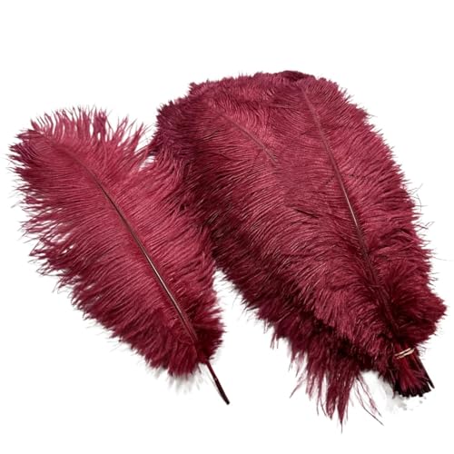 10 Teile/los Farbige Straußenfedern for Handwerk Tischdekoration Hochzeitsdekoration Handwerk Zubehör Karnevalsdekor(08 Wine red,35-40cm 14-16inch) von Generisch