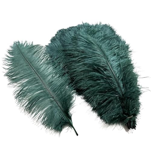10 Teile/los Farbige Straußenfedern for Handwerk Tischdekoration Hochzeitsdekoration Handwerk Zubehör Karnevalsdekor(11 Dark Green,35-40cm 14-16inch) von Generisch