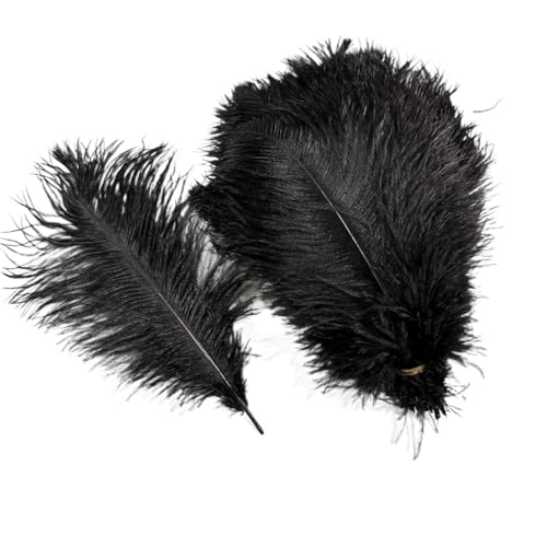 10 Teile/los Farbige Straußenfedern for Handwerk Tischdekoration Hochzeitsdekoration Handwerk Zubehör Karnevalsdekor(20 Black,35-40cm 14-16inch) von Generisch