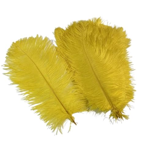 10 Teile/los Farbige Straußenfedern for Handwerk Tischdekoration Hochzeitsdekoration Handwerk Zubehör Karnevalsdekor(21 Yellow,25-30cm 10-12inch) von Generisch