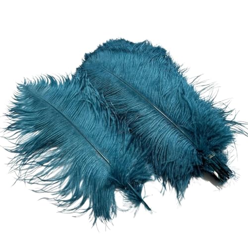 10 Teile/los Farbige Straußenfedern for Handwerk Tischdekoration Hochzeitsdekoration Handwerk Zubehör Karnevalsdekor(6 Deep Lake Blue,35-40cm 14-16inch) von Generisch