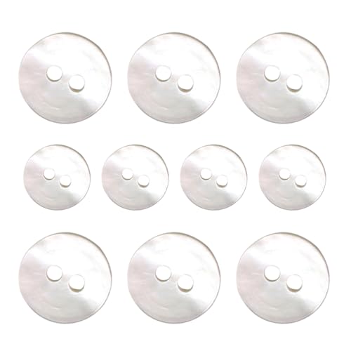 10 X Muschelknöpfe Bulkware | Natürliche Perlmuttknöpfe mit 2 Loch Design - Handgefertigte Kleidungsperlen für Jacken & Cardigans für Nähen, & Upcycling Projekte,handgefertigtes Kunstwerk von Generisch