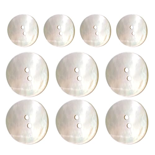 10 X Muschelknöpfe Bulkware | Natürliche Perlmuttknöpfe mit 2 Loch Design - Handgefertigte Kleidungsperlen für Jacken & Cardigans für Nähen, & Upcycling Projekte,handgefertigtes Kunstwerk von Generisch