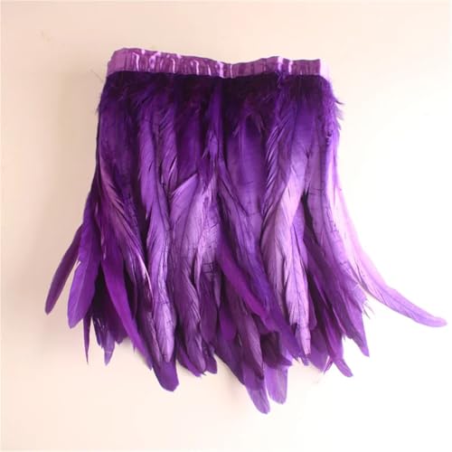 10 Yard/Lot Hahnschwanz-Federborte für Handarbeit, DIY, Handwerk, 25–30 cm, Fransen für Kleidung, Zubehör, Lila, 6 Yard 10 Yard/Lot Hahnschwanz-Federborte für Handarbeit, DIY, Handwerk, 25–30 cm, Fransen für Kleidung, Zubehör, Lila, 6 Yard von Generisch