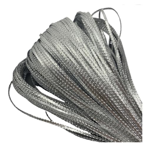 10 Yards Gold/Silber Polyesterband – 3/5/8/10 mm Schleife, Hochzeit, Weihnachtsdekoration und DIY-Geschenkverpackung(Silver,10mm 10yards) von Generisch