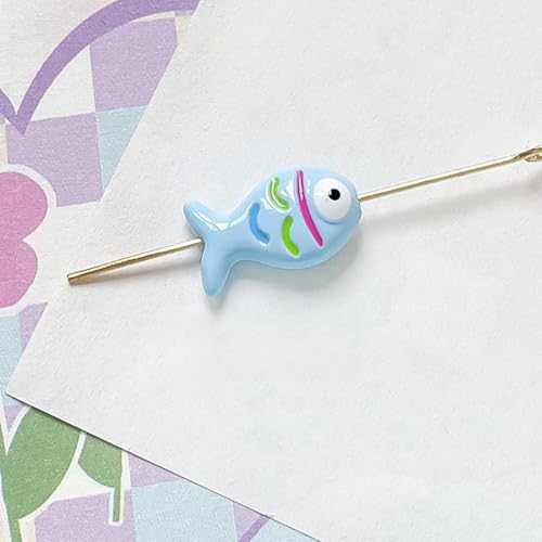 10 handgefertigte Lampwork-Perlen, niedliche Acryl-Fischperlen, für Schmuckherstellung und Bastelzubehör (blau) von Generisch