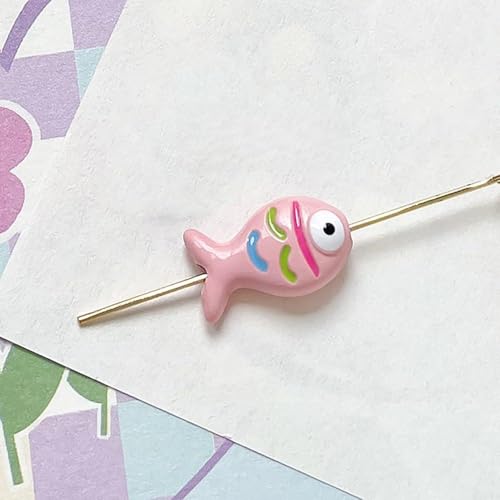 10 handgefertigte Lampwork-Perlen, niedliche Acryl-Fischperlen, für Schmuckherstellung und Bastelzubehör (dunkelrosa) von Generisch