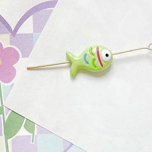 10 handgefertigte Lampwork-Perlen, niedliche Acryl-Fischperlen, für Schmuckherstellung und Bastelzubehör (grün) von Generisch