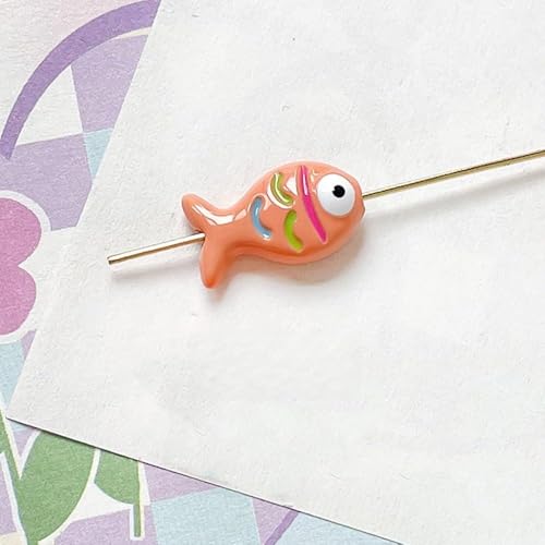 10 handgefertigte Lampwork-Perlen, niedliche Acryl-Fischperlen, für Schmuckherstellung und Bastelzubehör (orange) von Generisch
