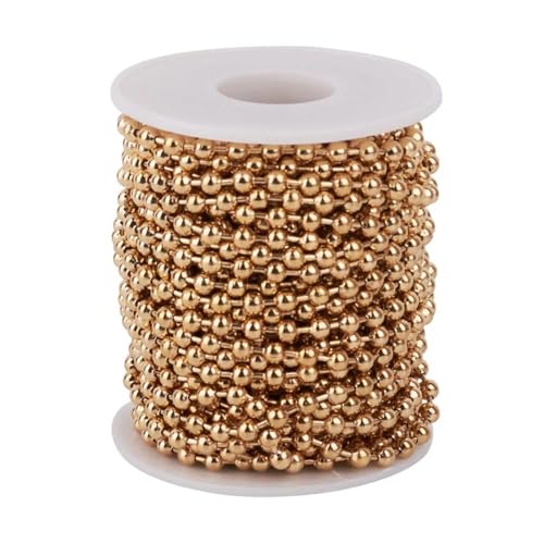10 m/Rolle, goldfarbene Edelstahl-Perlen, Kugelketten für DIY-Schlüsselanhänger, Halsketten, Schmuckherstellung, 2 mm, 3 mm, 4 mm, 6 mm, 8 mm 10 m/Rolle, goldfarbene Edelstahl-Perlen, Kugelketten für DIY-Schlüsselanhänger, Halsketten, Schmuckherstellung, 2 mm, 3 mm, 4 mm, 6 mm, 8 mm von Generisch