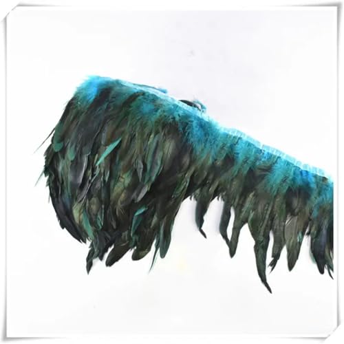 10 m Hahnschwanz-Federn, Bastelzubehör und Material, DIY, Hochzeit, zum Nähen, Handarbeiten, Seeblaue Federn, 10 Meter von Generisch