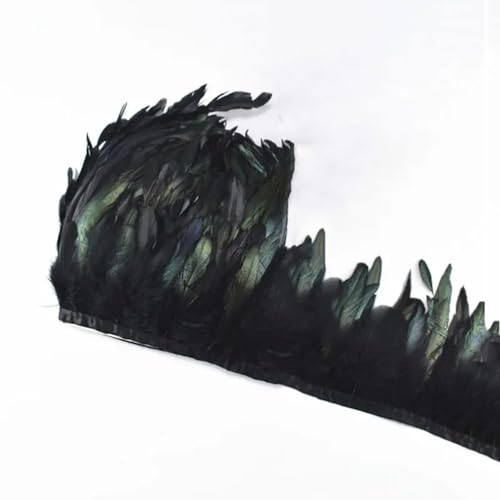 10 m Hahnschwanz-Federn, Bastelzubehör und Material, DIY, Hochzeit, zum Nähen, Handarbeiten, schwarze Federn, 10 Meter von Generisch