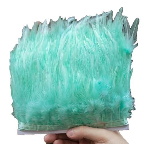 10 m gefärbtes Band mit Hahnfedern, 10-15 cm, Fransen für Hochzeitskleid, Dekoration, Zubehör, Minze, EN8 19, 10 m von Generisch