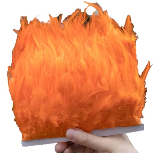 10 m gefärbtes Band mit Hahnfedern, 10-15 cm, Fransen für Hochzeitskleid, Dekoration, Zubehör, Orange, 15 x 10 m von Generisch