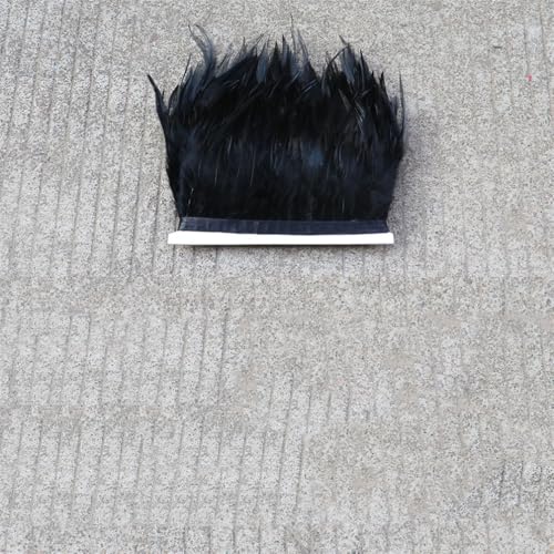 10 m gefärbtes Band mit Hahnfedern, 10-15 cm, Fransen für Hochzeitskleid, Dekoration, Zubehör, Schwarz, 02, 10 m 10 m gefärbtes Band mit Hahnfedern, 10-15 cm, Fransen für Hochzeitskleid, Dekoration, Zubehör, Schwarz, 02, 10 m von Generisch