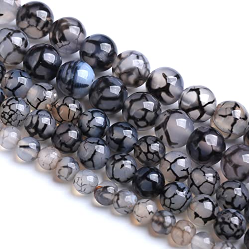 10 mm, 37 Stück Naturstein-Perlen aus schwarzem Drachenvener, Achat, für Schmuckherstellung, DIY-Armbänder von Generisch