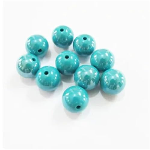 10 mm/12 mm/14 mm/16 mm, Acrylbeschichtete weiße, helle Perlen für klobigen Schmuck, bunte Herstellung, Bastelstift, Dunkelcyan, 10 mm, 850 Stück pro Beutel von Generisch