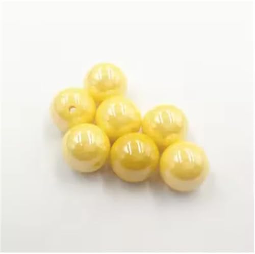 10 mm/12 mm/14 mm/16 mm, Acrylbeschichtete weiße, helle Perlen für klobigen Schmuck, bunte Herstellung, Bastelstift, Gelb, 14 mm, 300 Stück pro Beutel von Generisch