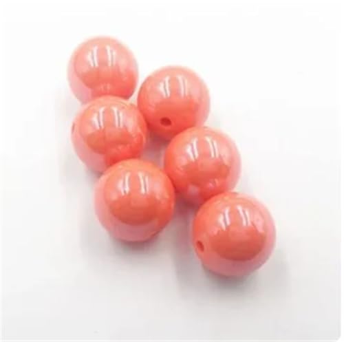 10 mm/12 mm/14 mm/16 mm, Acrylbeschichtete weiße, helle Perlen für klobigen Schmuck, bunte Herstellung, Bastelstift, Koralle, 16 mm, 200 Stück pro Beutel von Generisch