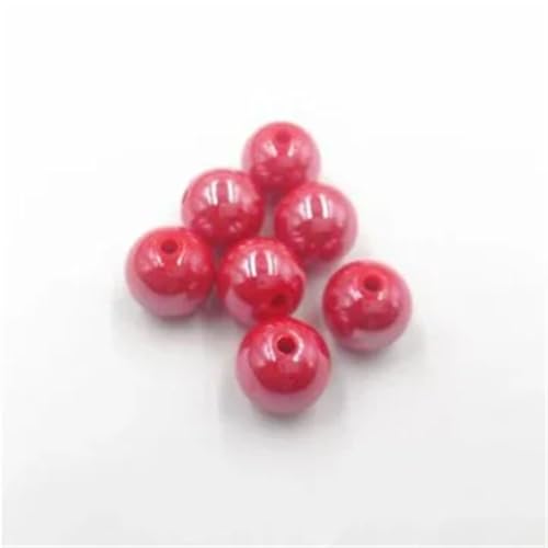 10 mm/12 mm/14 mm/16 mm, Acrylbeschichtete weiße, helle Perlen für klobigen Schmuck, bunte Herstellung, Bastelstift, rot, 10 mm, 850 Stück pro Beutel von Generisch