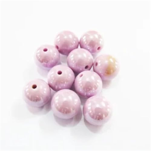 10 mm/12 mm/14 mm/16 mm, Acrylbeschichtete weiße, helle Perlen für klobigen Schmuck, bunte Herstellung, Bastelstift, rot, lila, 14 mm, 300 Stück pro Beutel von Generisch