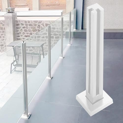 10 mm Geländerpfosten aus gehärtetem Glas, quadratisch, weiß, Baluster mit Klemme für Treppen und Terrassen, Sicherheitsglas-Barriere für Decks und Balkone von Generisch